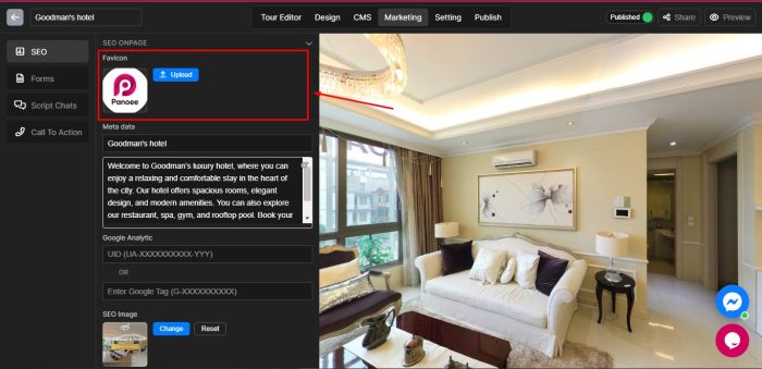 Customize your virtual tour favicon 