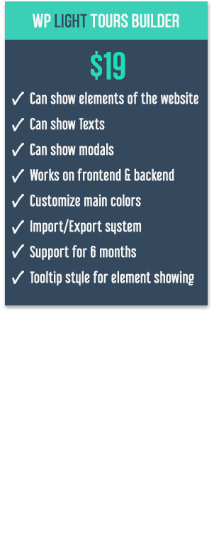 WP Light Tours Builder Pricing