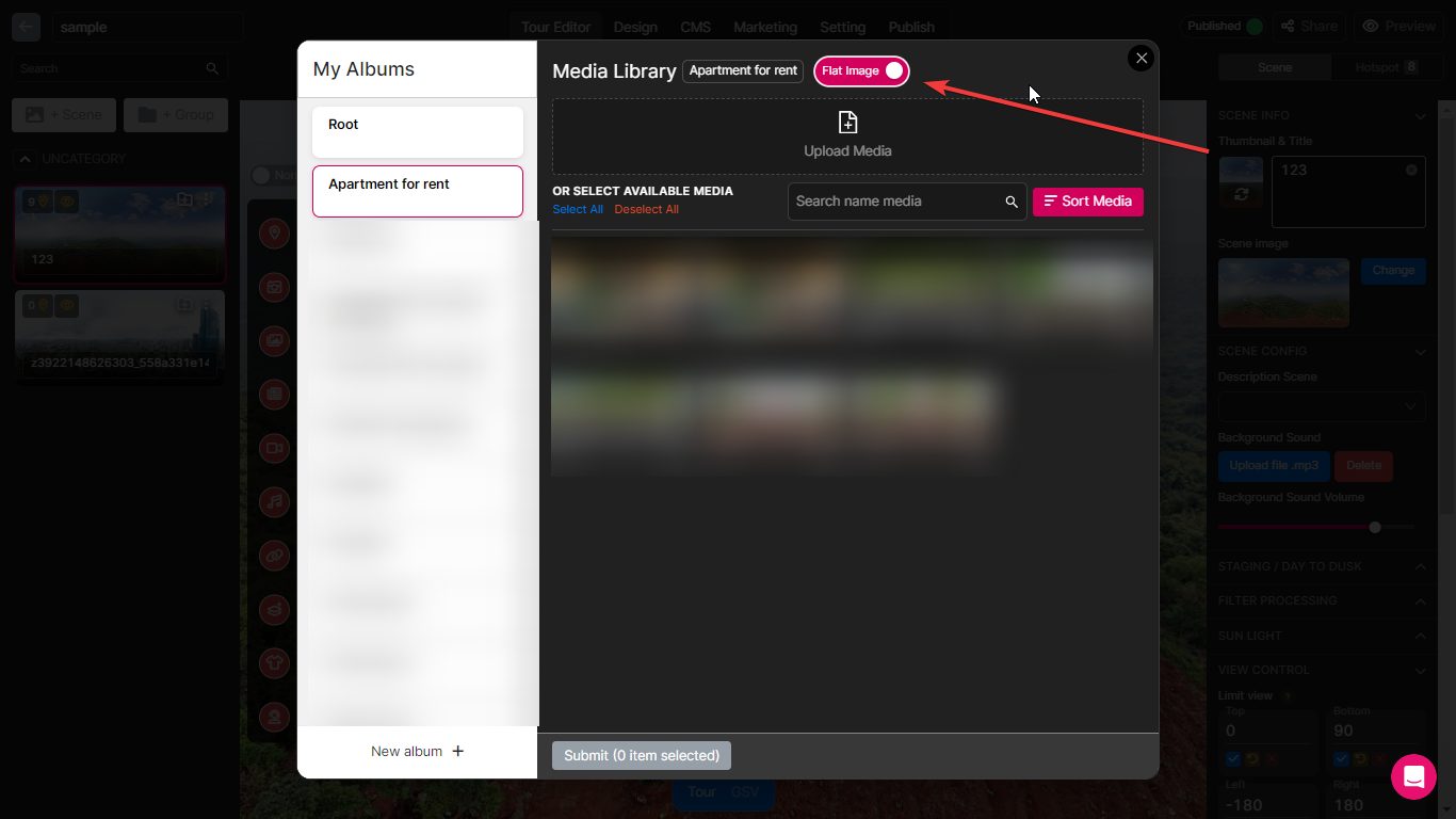 How to add a Flat Scene in a virtual tour